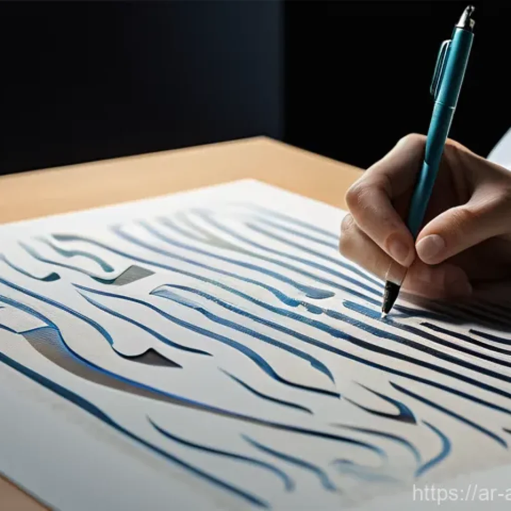 AI 창작물의 저작권 위반 사례 - **Prompt:** A serene and contemplative scene set in a bright, modern art studio. A human hand, holdi...