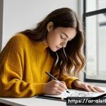 Home 20 AI 창작물의 소유권 분쟁 사례 분석 - **Prompt: "A young female artist, mid-20s, with shoulder-length wavy brown hair, wearing a stylish, ...
