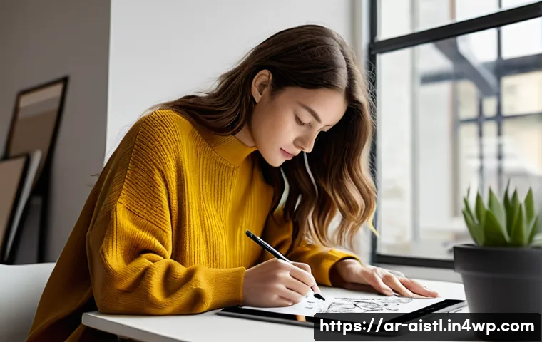 AI 창작물의 소유권 분쟁 사례 분석 - **Prompt: "A young female artist, mid-20s, with shoulder-length wavy brown hair, wearing a stylish, ...