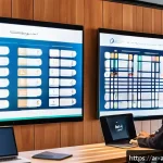 Home 17 AI 크리에이터의 권리 보호를 위한 협회 역할 - A modern digital workshop scene set in a Middle Eastern co-working space, featuring a diverse group ...